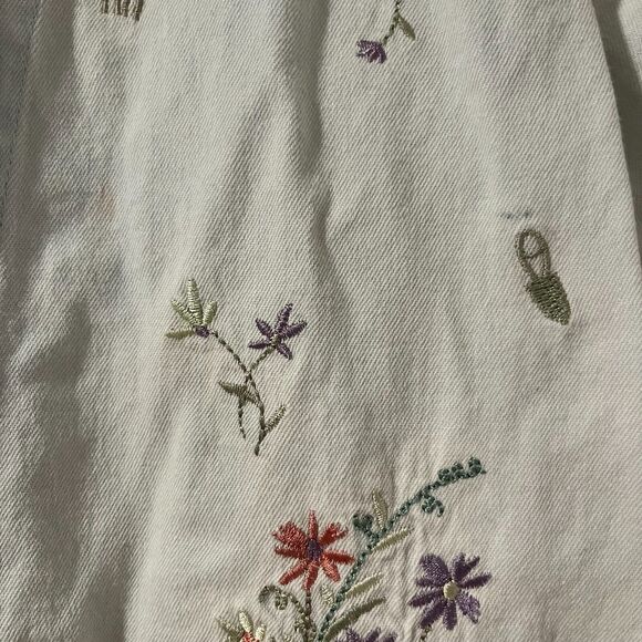 Teddi Denim Shirt Women Size PS Embroidered Short Sleeve Button Cottage Core Vtg - Picture 6 of 7